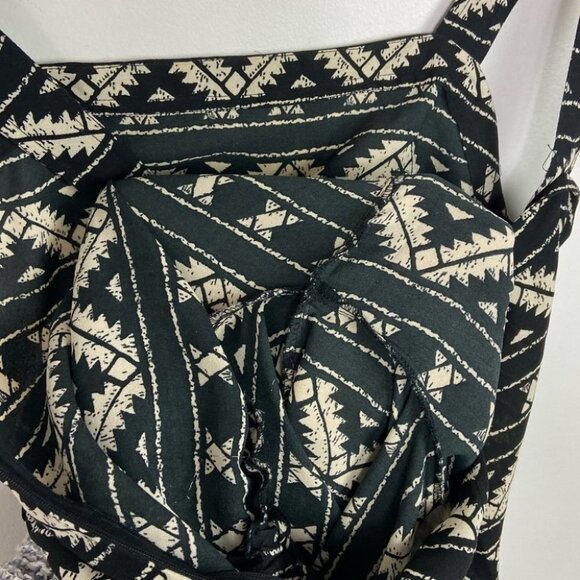 Koton Black Bohemian Square Neck Jumpsuit Size XS Hippie Boho White Wide Leg - Picture 11 of 13